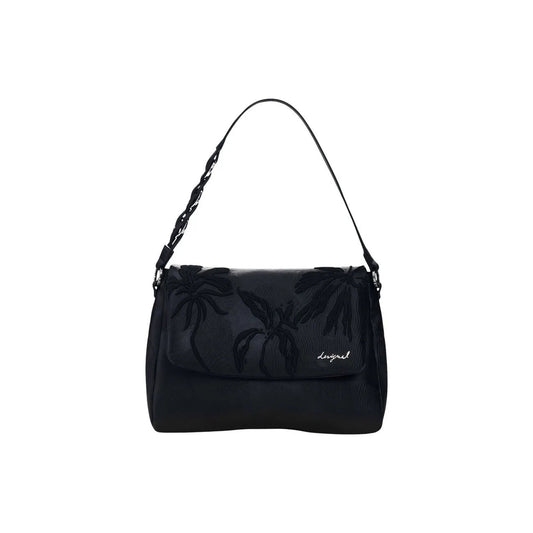Desigual Women Black Braided Handbag With Embossed Palm And Pockets by Desigual
