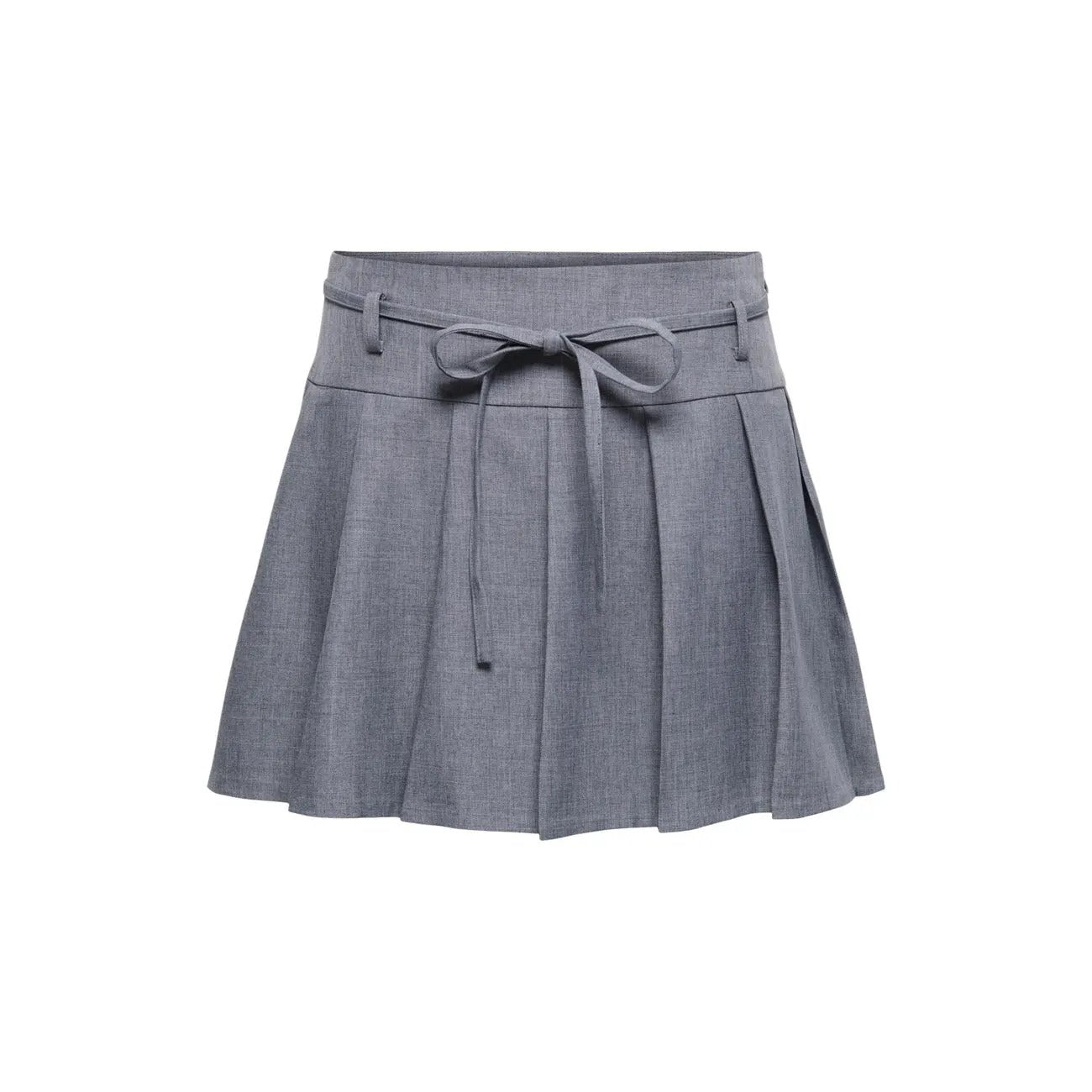 Only Women Grey Pleated Mini Skirt With Comfortable Stretchy Belt by Only