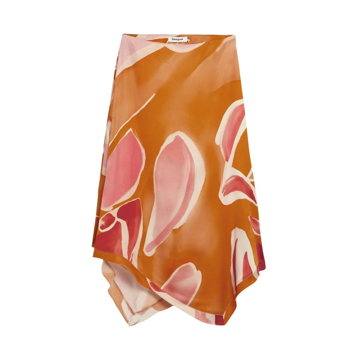 Desigual Women Beautiful Colorful Viscose Skirt Orange Abstract Design by Desigual