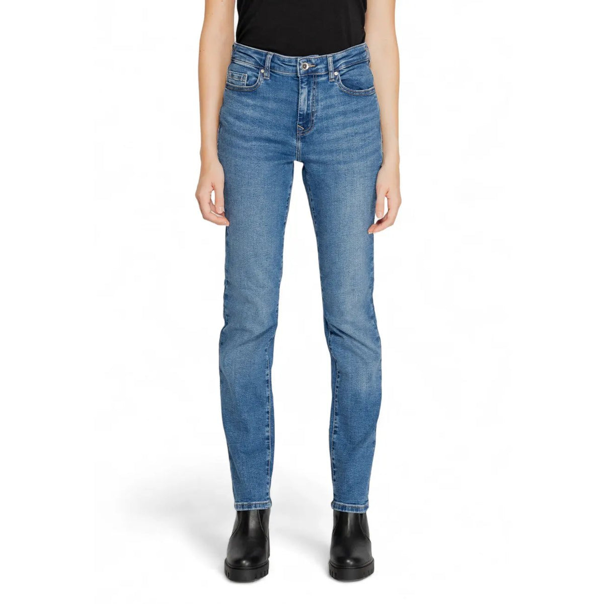 Only Women Jeans Blue Denim Classic Straight Leg With Front Pockets by Only