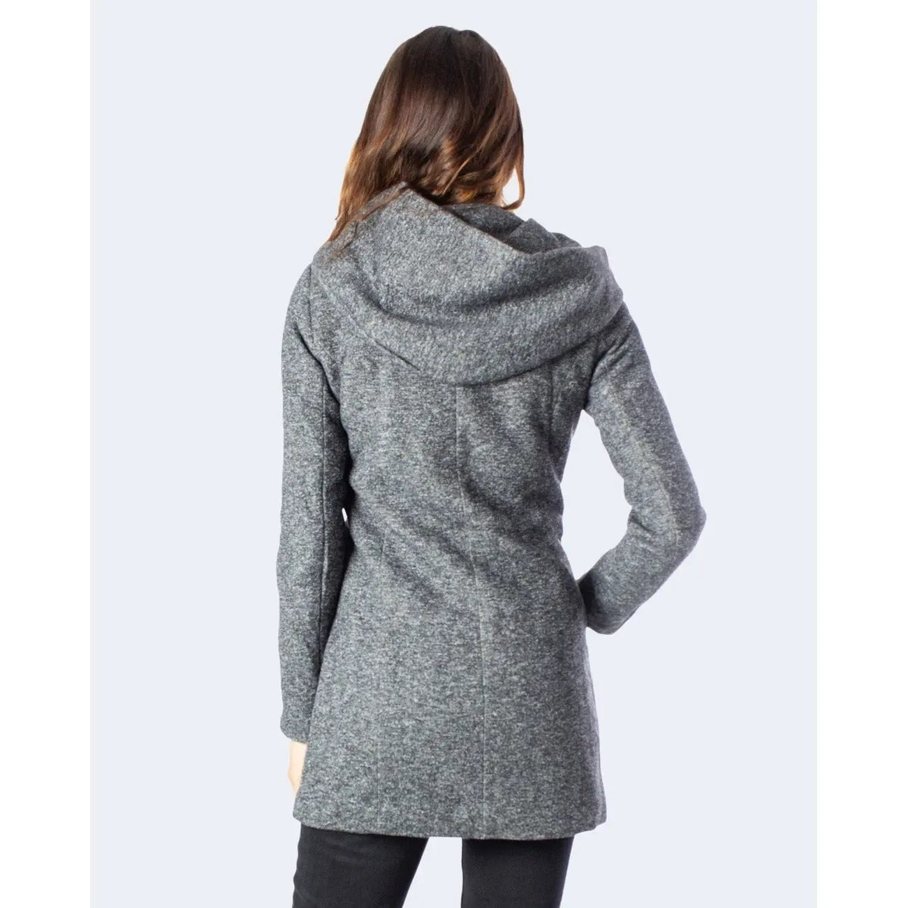 Only Women Grey Pinstripe Hooded Coat Offers Warm Plus Cozy Winter Style by Only