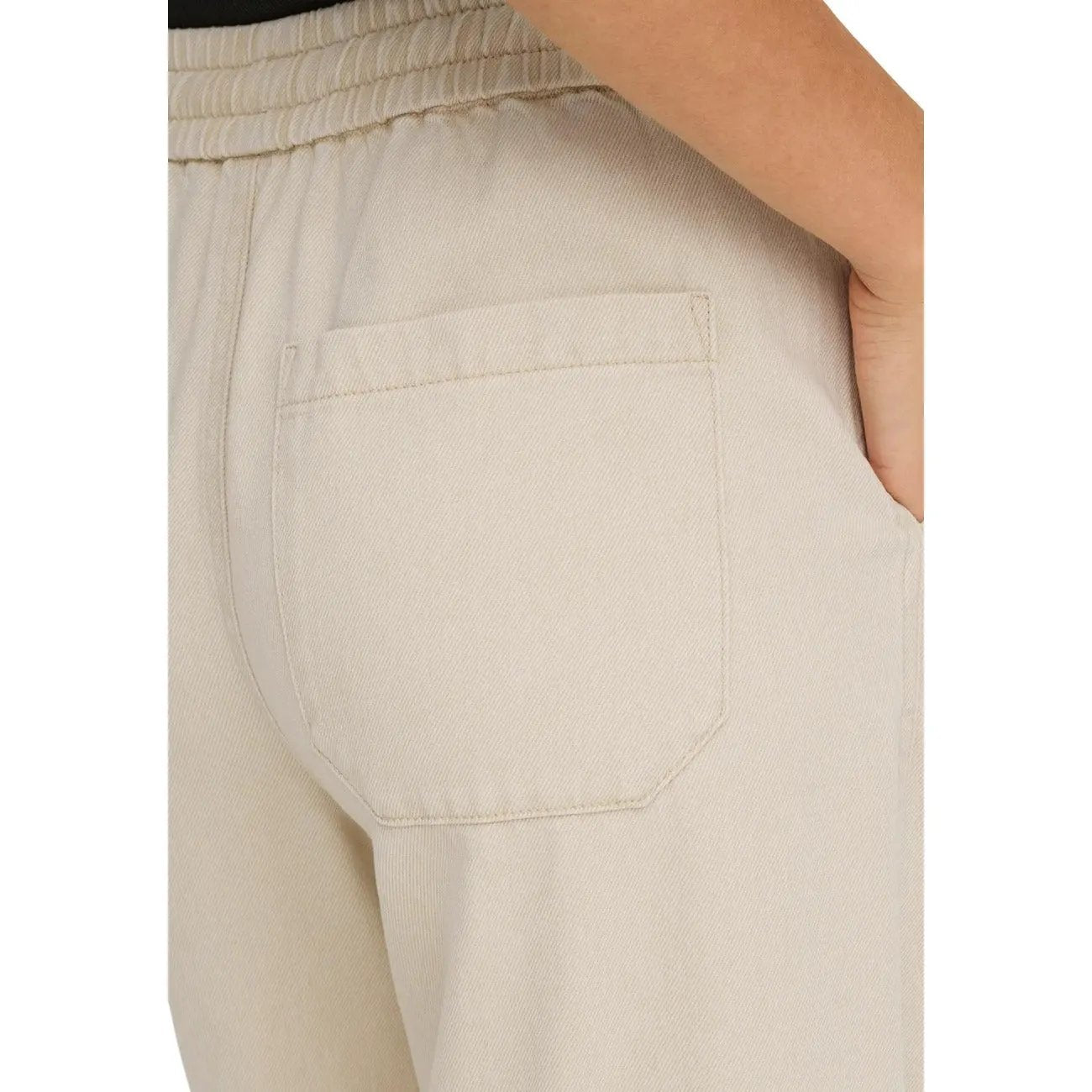Only Women Beige Wide Leg Trousers Drawstring Waist Comfortable Lyocell by Only