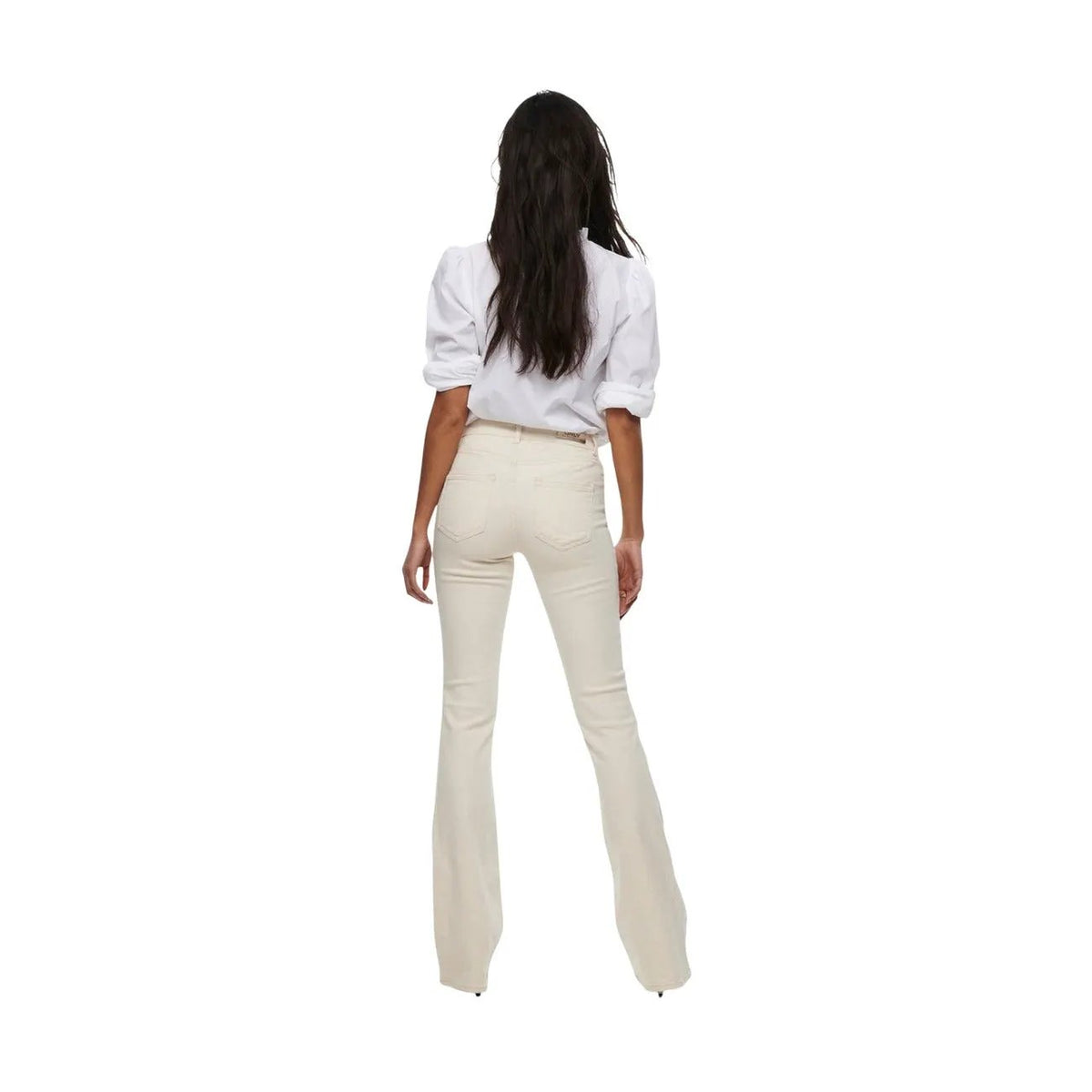 Only Women White Stretch Flare Jeans Slim Fit Stylish Daily Wear by Only
