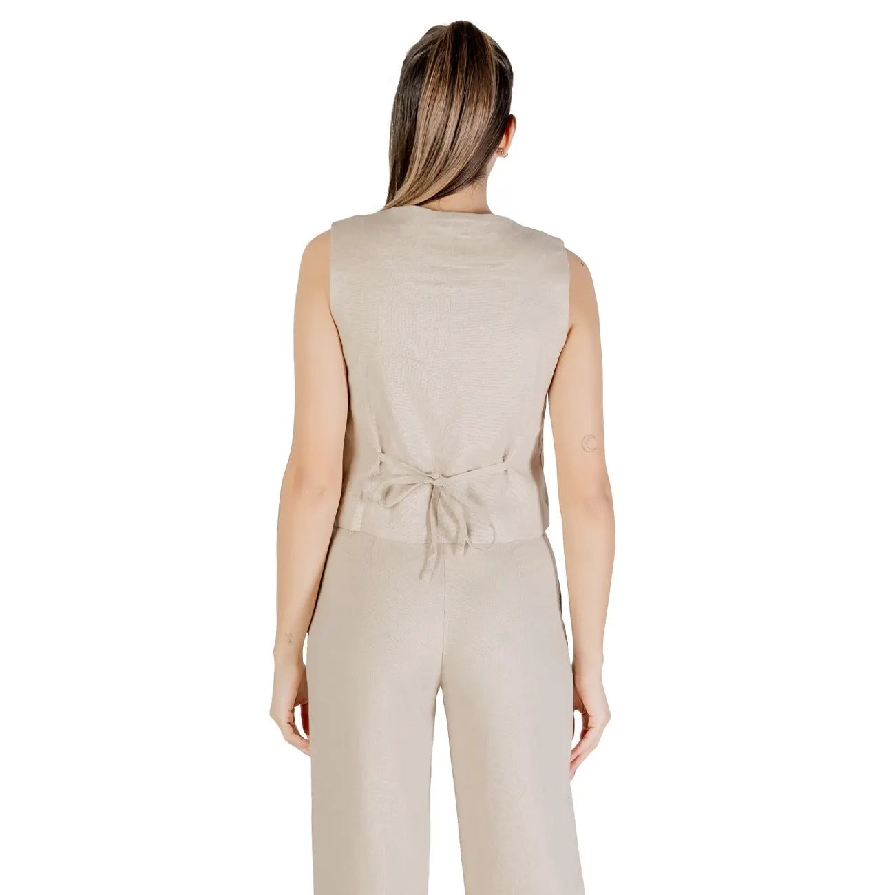 Only Women Relaxed Linen Blend V Neck Sleeveless Elegant Summer Gilet by Only