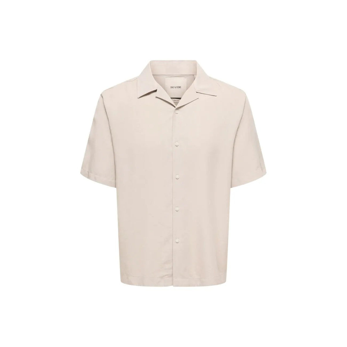 Only And Sons Mens Tencel V Neck Regular Fit Beige Short Sleeve Shirt by Only & Sons