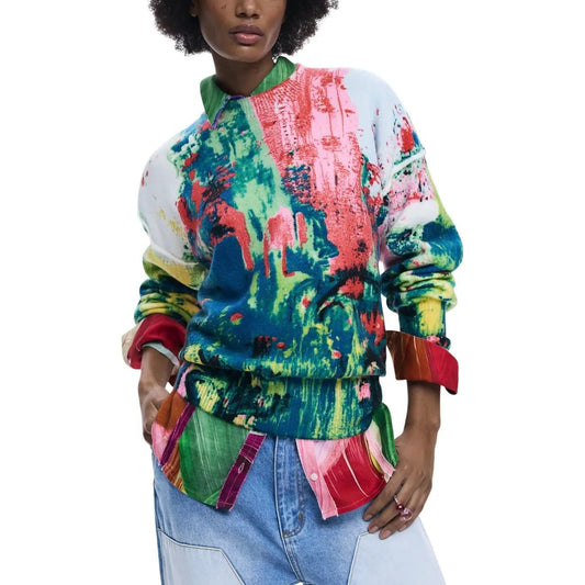 Desigual Women Vibrant Abstract Print Long Sleeve Comfortable Knitwear Sweater by Desigual