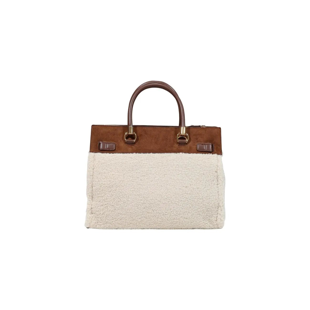 Liu Jo Elegant Women White Sherpa Handbag With Zip Fastening Inside Pockets by Liu Jo