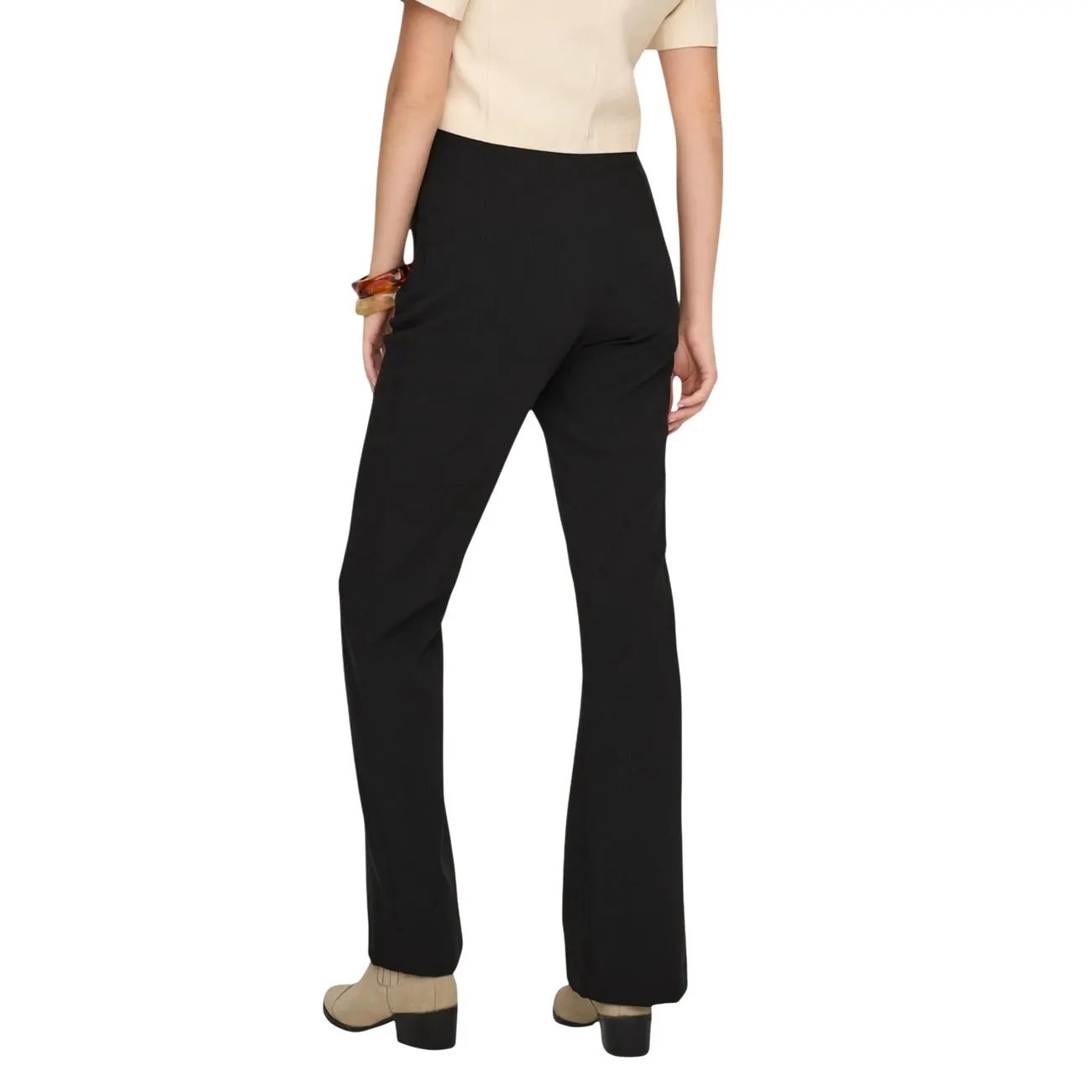 Only Women Black Stretch Straight Leg Trousers Elegant Summer Fashion by Only