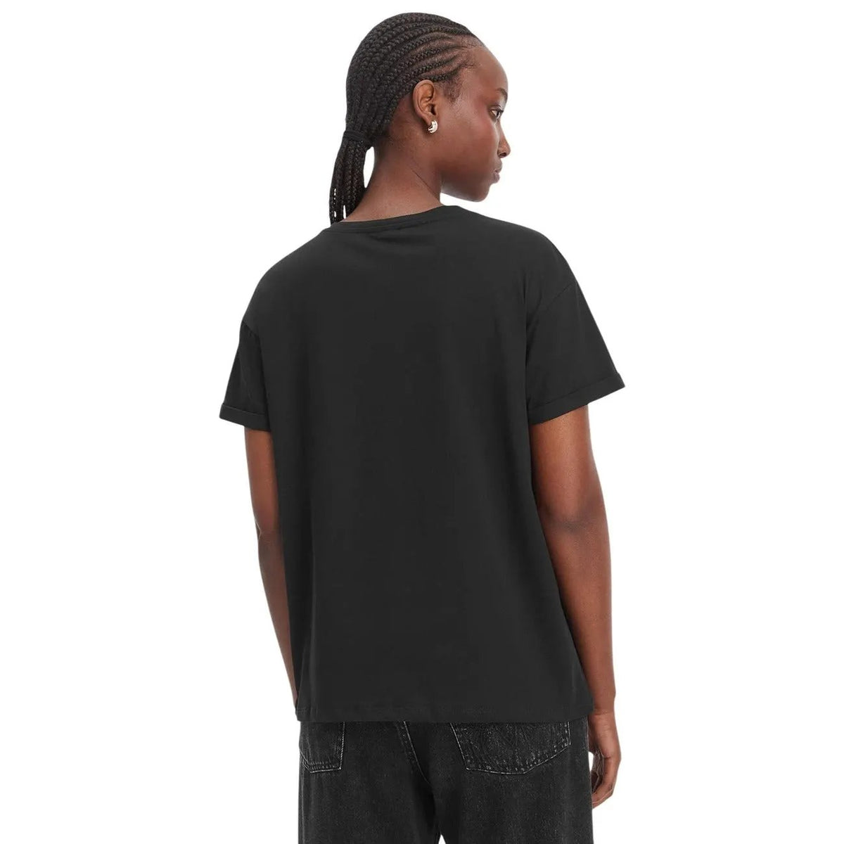 Liu Jo Women Black Cotton T-Shirt With Studded Pearl Details by Liu Jo