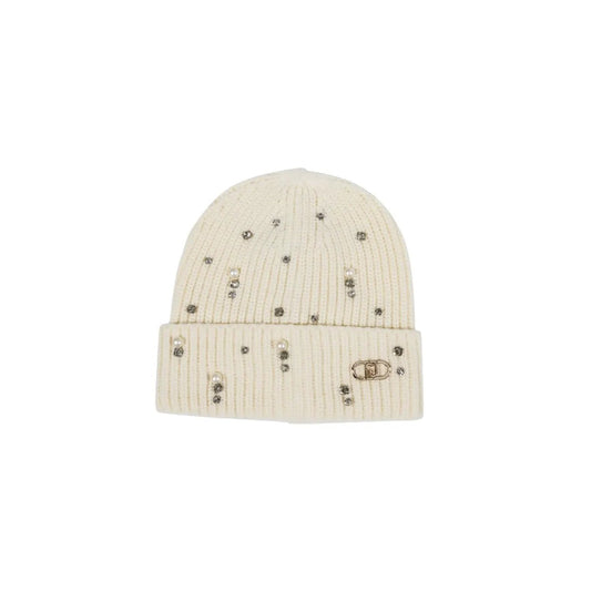 Liu Jo Women Elegant White Rhinestone Knit Beanie Warm Winter Fashion Hat by Liu Jo