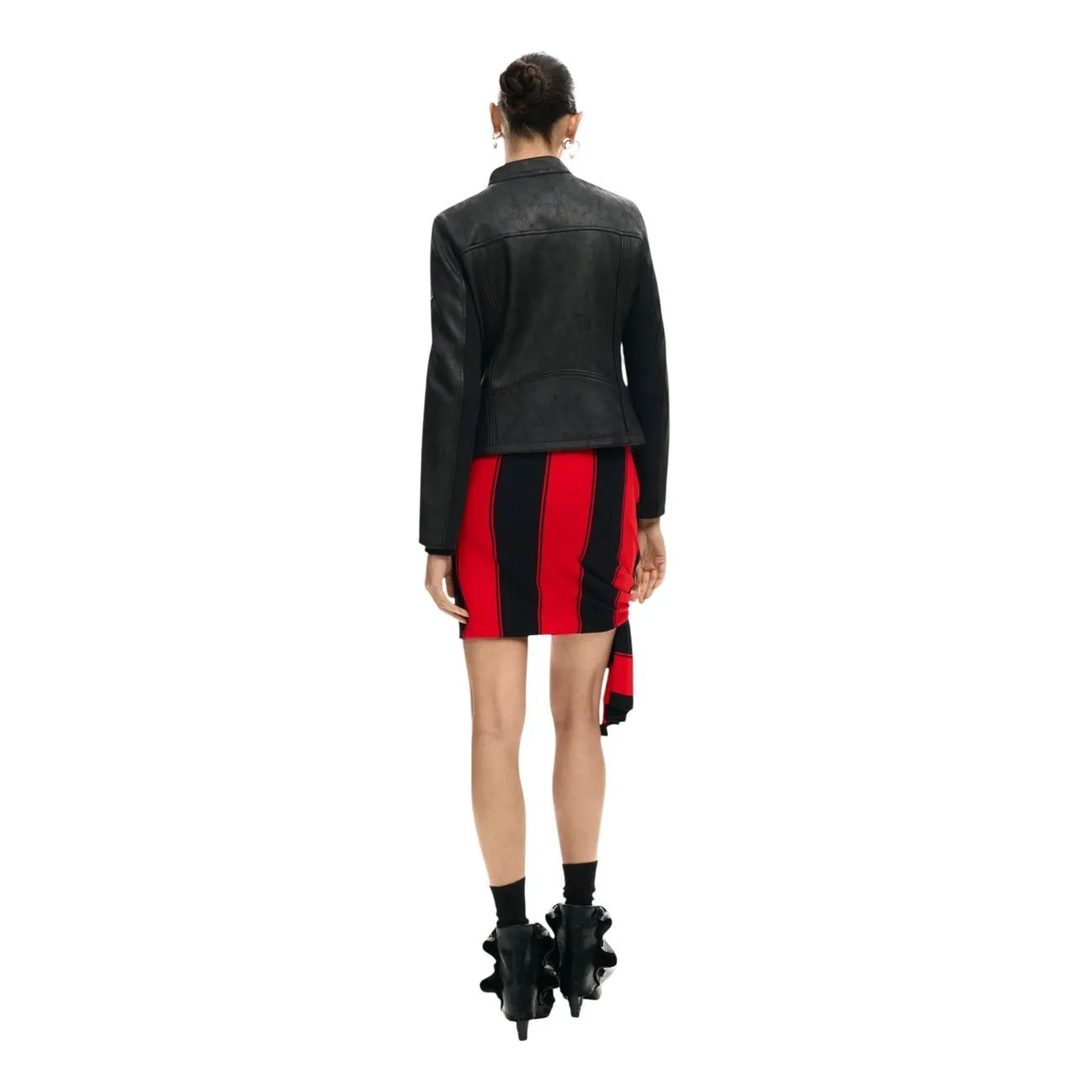 Desigual Women Black Zip Blazer Sleek Long Sleeve Elastane Stretch Jacket by Desigual