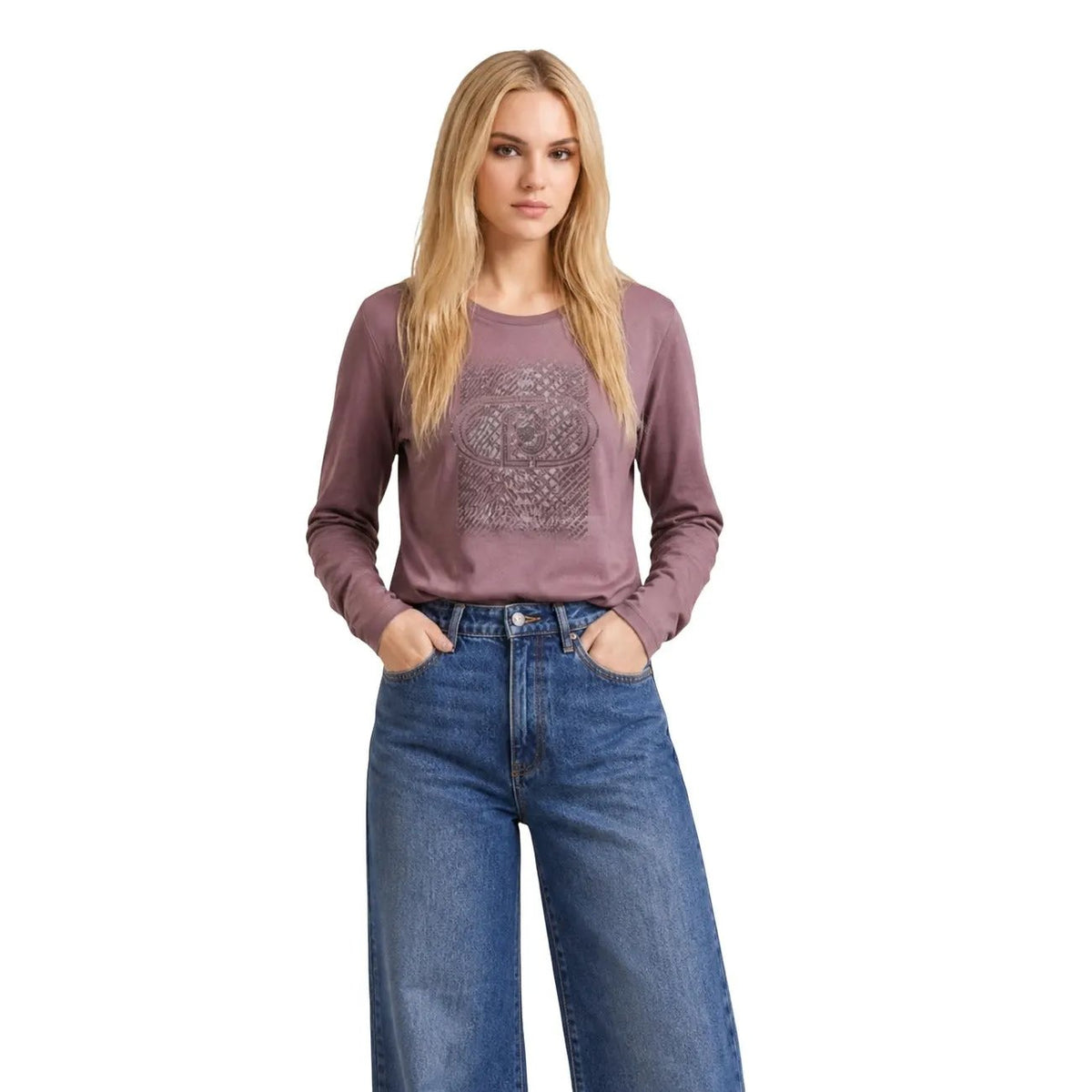 Liu Jo Women Floral Print Brown Cotton Long Sleeve T Shirt Comfort by Liu Jo