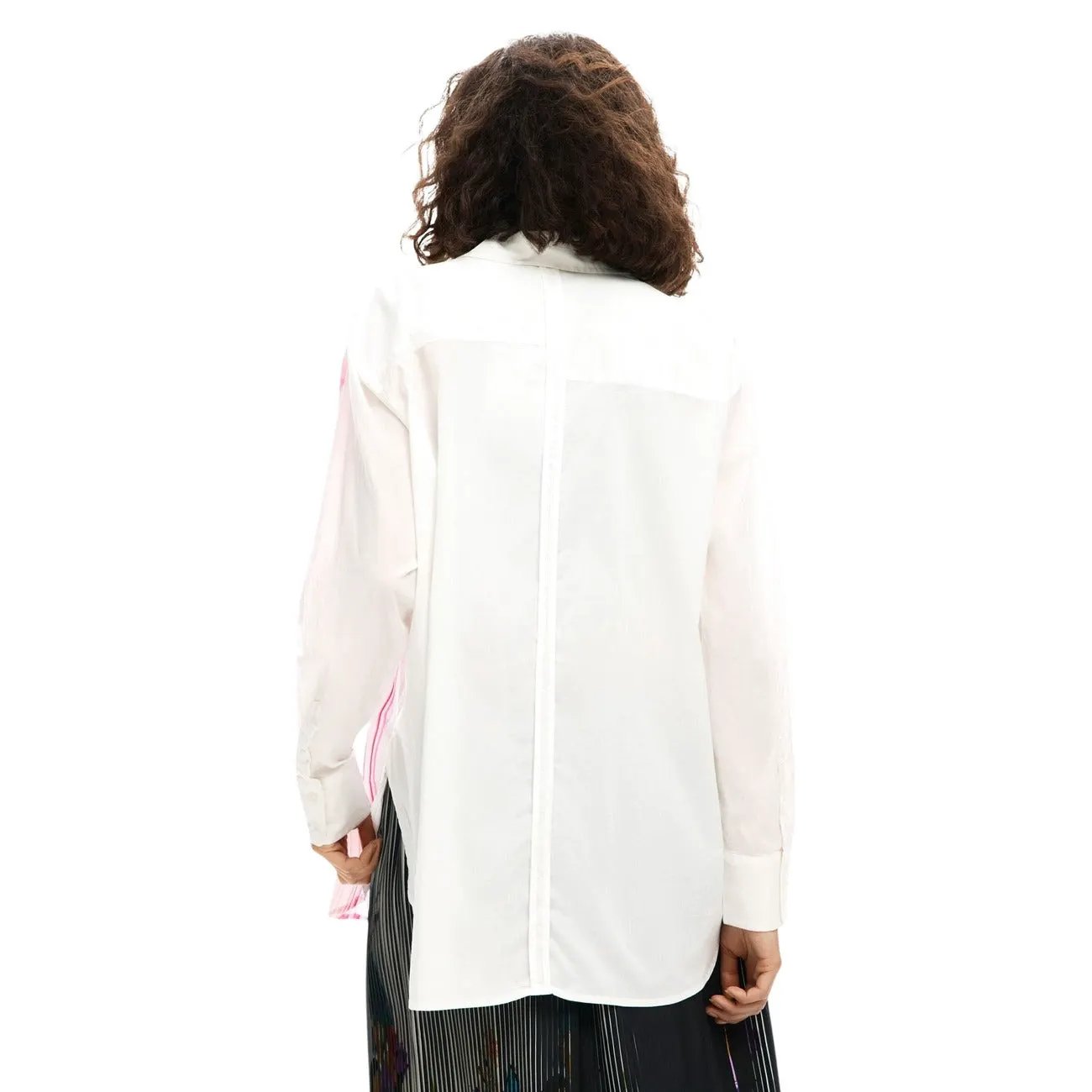 Desigual Women Classic White Long Sleeve Floral Cotton Button Down Shirt by Desigual
