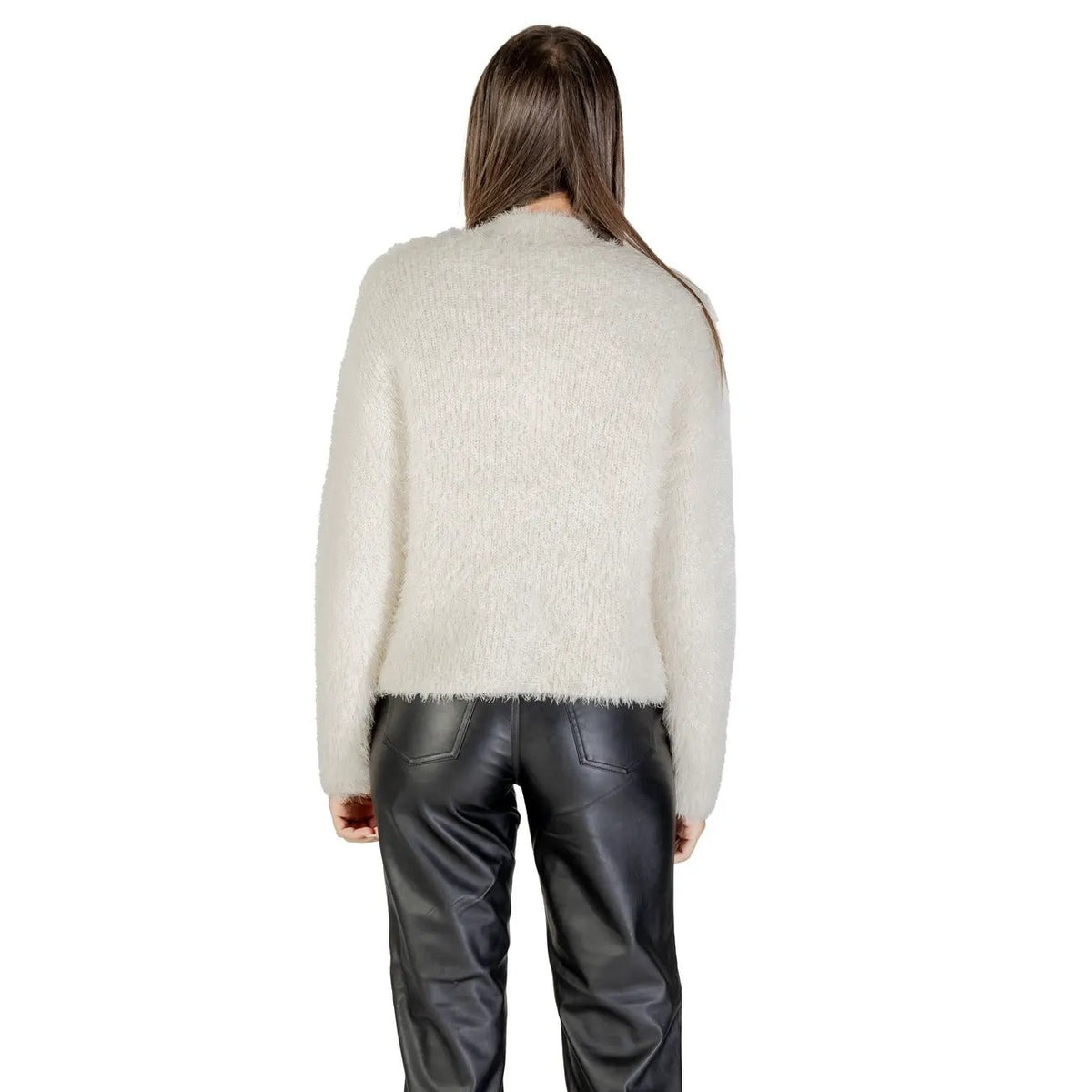 Only Women White Cozy Fluffy Long Sleeve Knitwear Sweater Winter by Only