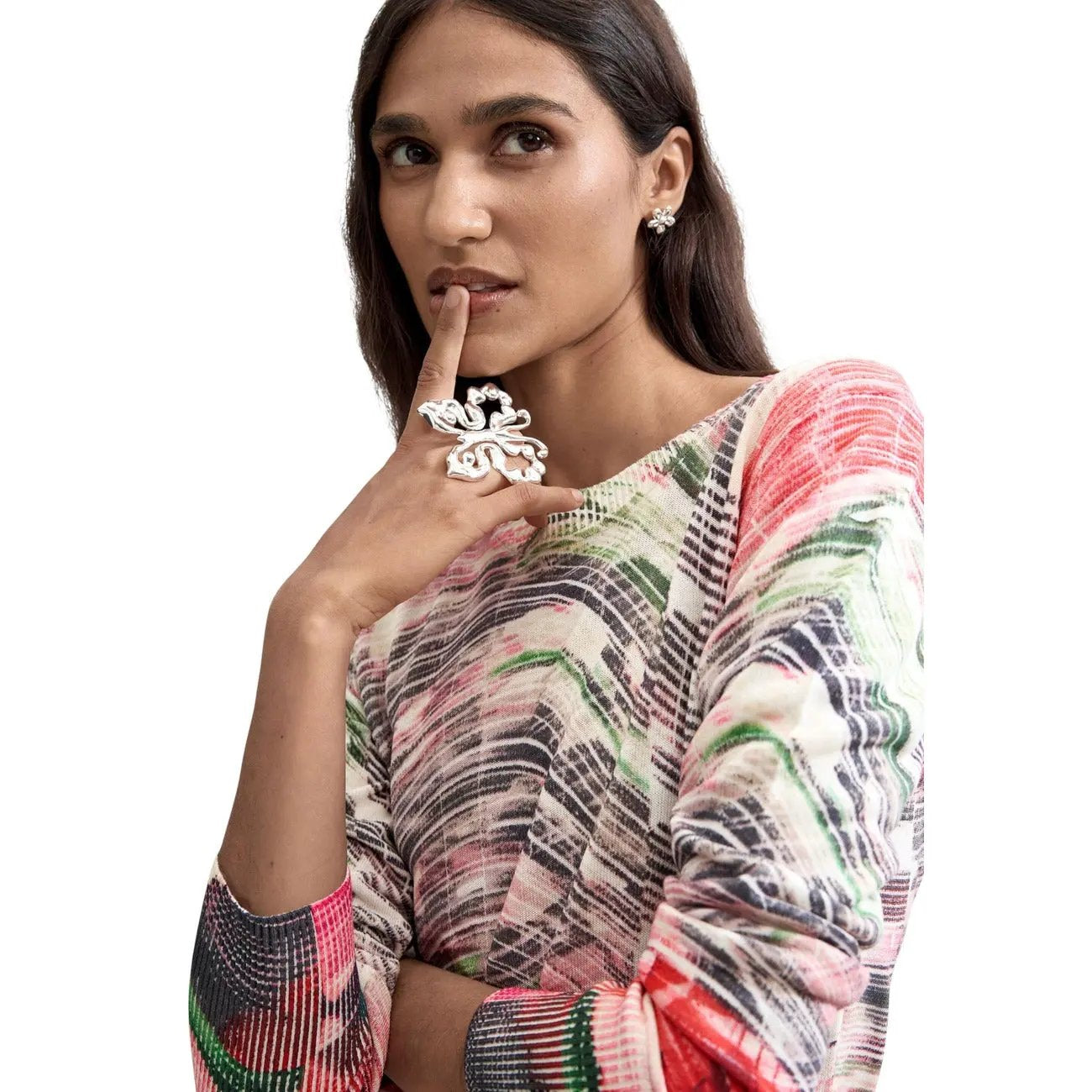 Desigual Women Stunning Abstract Print Long Sleeve Knitwear Top by Desigual