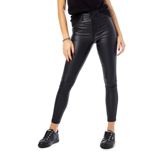 Only Women Black Faux Leather Skinny Jeans Stretch Comfort Style by Only