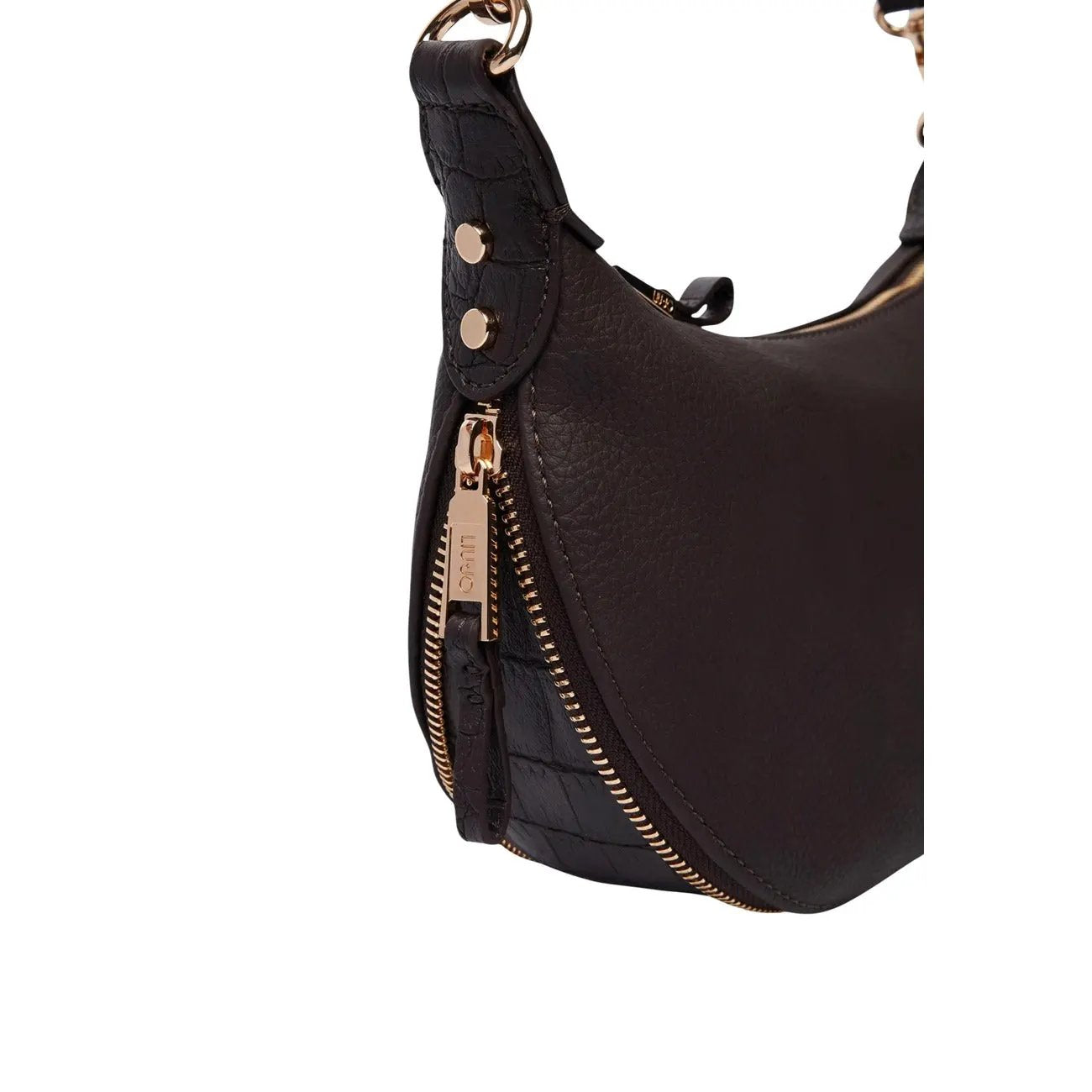 Luxury Liu Jo Women Brown Faux Leather Crescent Shoulder Bag With Zipper by Liu Jo