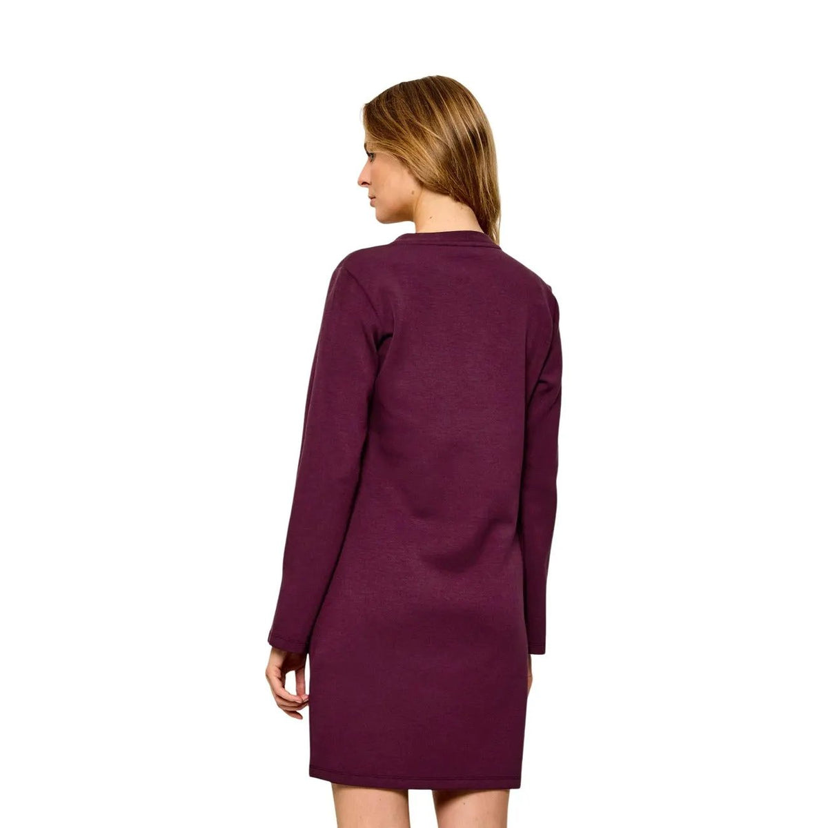Liu Jo Women Bordeaux Long Sleeve Deep V Neck Comfortable Dress by Liu Jo