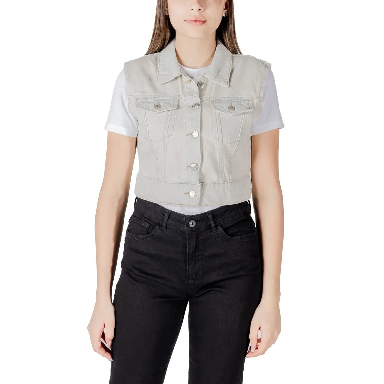 Only Women Organic Cotton Gilet Lightweight Classic Sleeveless Vest by Only