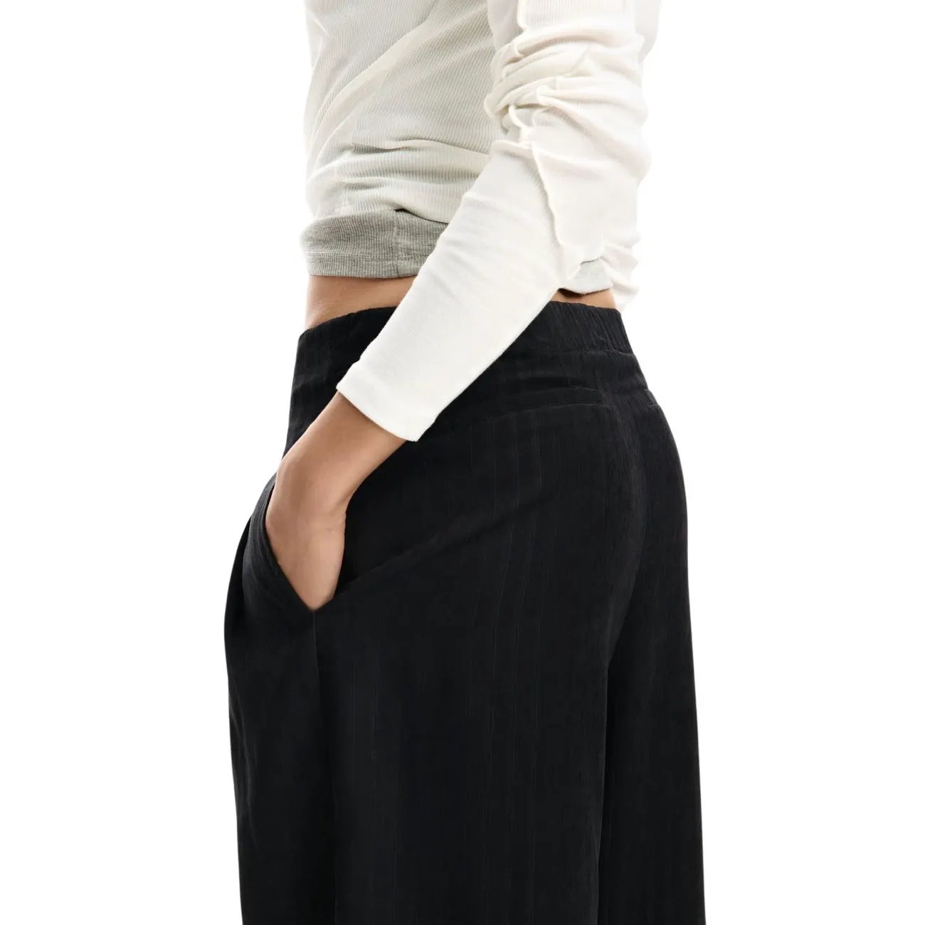 Desigual Women Black Trendy Wide Leg Trousers Zip Fastening Pockets by Desigual