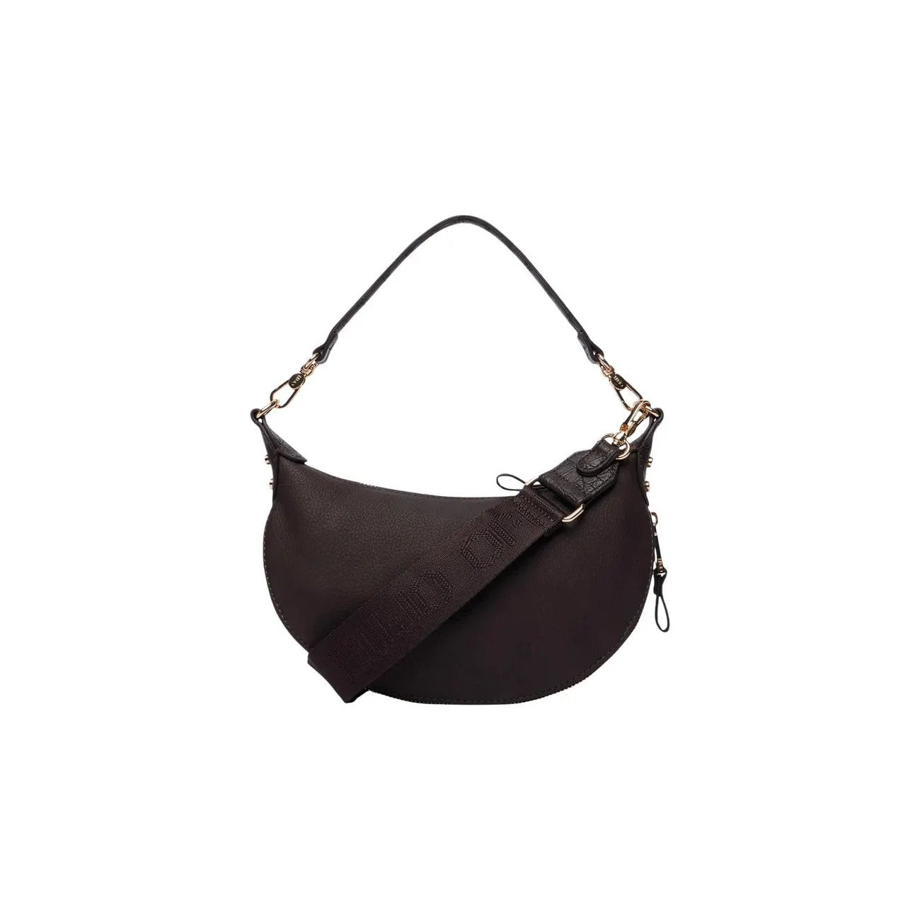 Luxury Liu Jo Women Brown Faux Leather Crescent Shoulder Bag With Zipper by Liu Jo