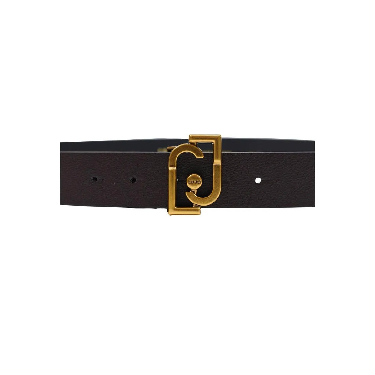 Elegant Liu Jo Women Brown Geometric Faux Leather Belt With Gold Buckle by Liu Jo