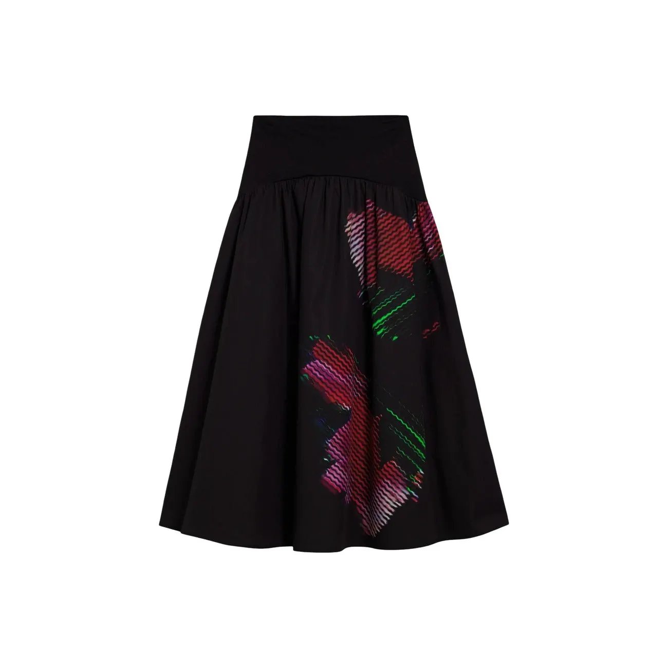 Desigual Black Floral Midi Skirt For Women High Waist Flowy by Desigual