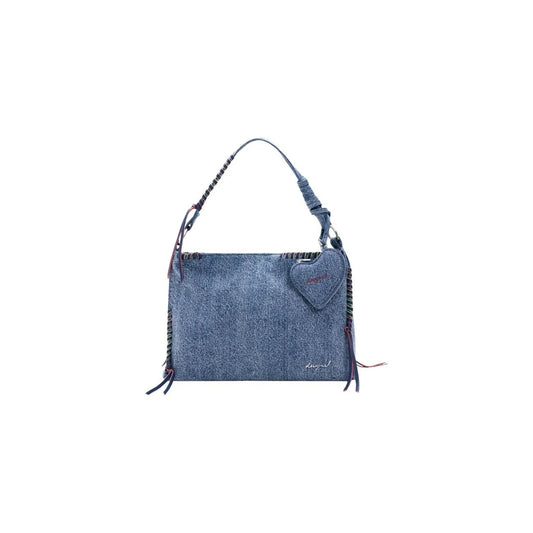 Desigual Women Blue Denim Handbag Stylish Zip Fastening Shoulder Bag With Strap by Desigual