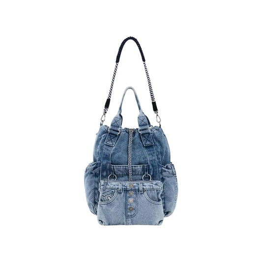 Desigual Women Blue Denim Cotton Backpack Rucksack With Shoulder Strap by Desigual