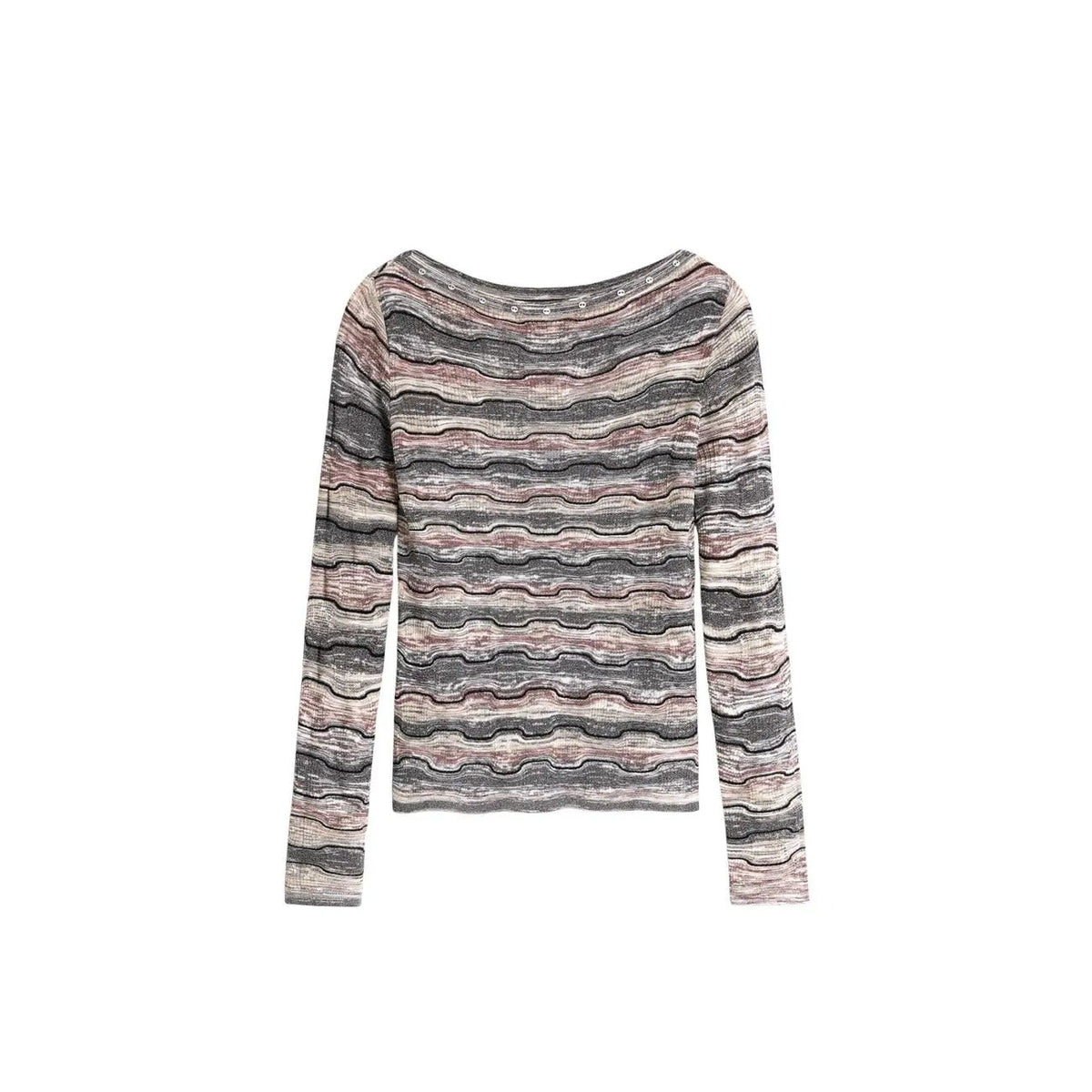 Desigual Women Striped Cotton Blend Knit Sweater Long Sleeve Boat Neck Top by Desigual