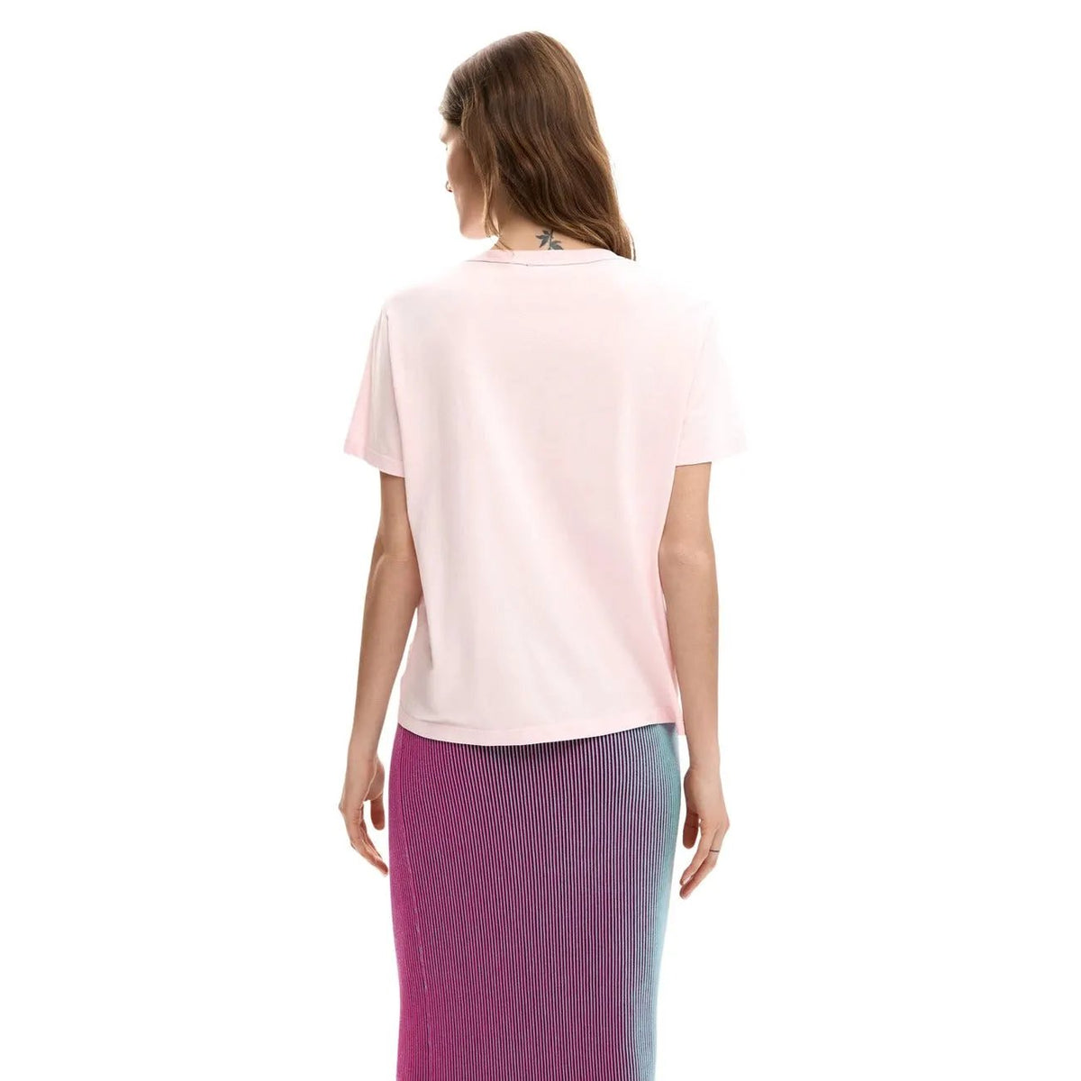 Desigual Women Soft Pink Print Cotton T-Shirt For Breezy Summer Days by Desigual