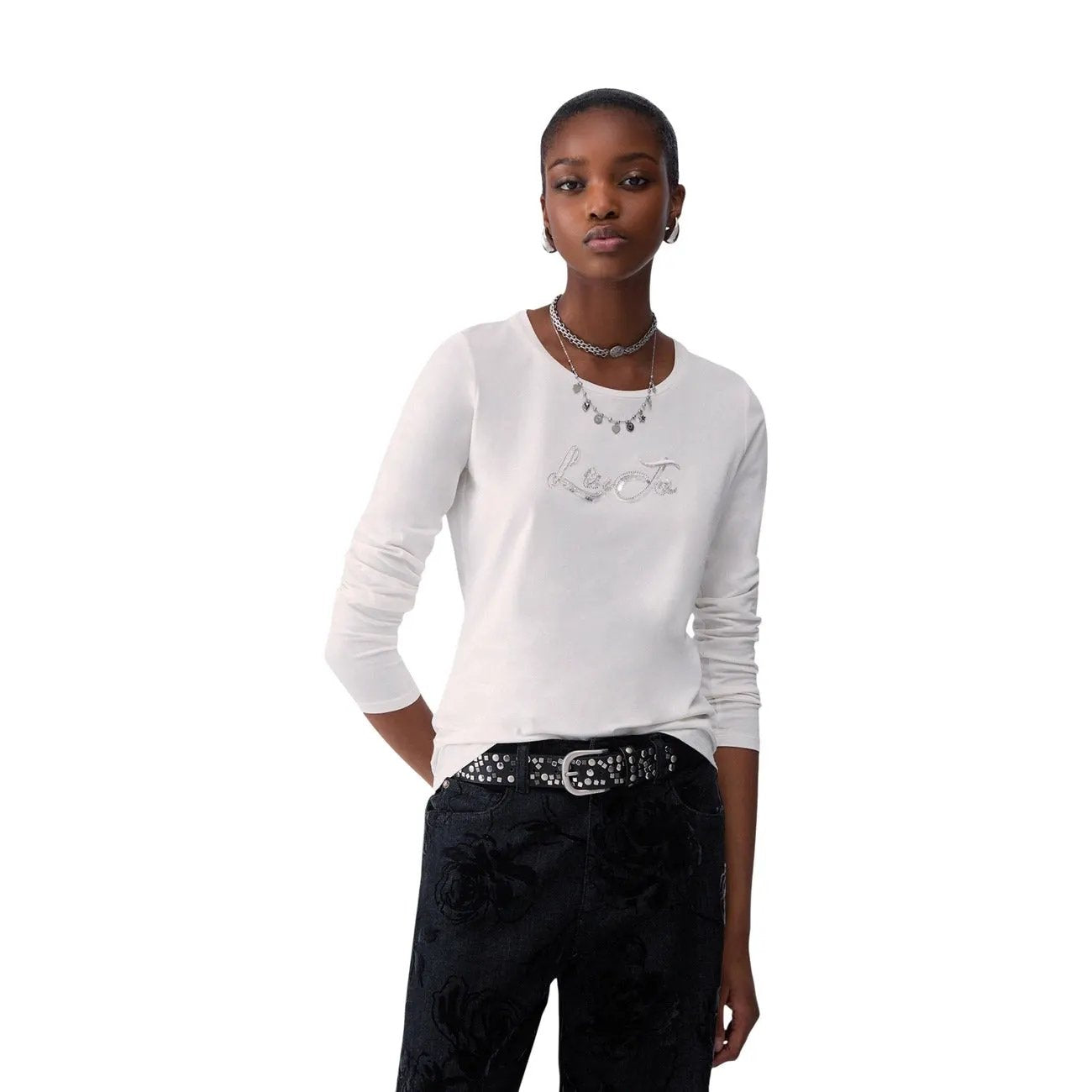 Liu Jo Women Premium Cotton Tshirt Classic Fit Soft Everyday Essential by Liu Jo